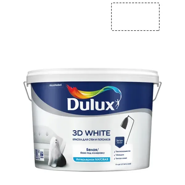 Краска DULUX 3D White 0С-00030282 цвет белый 9 л None