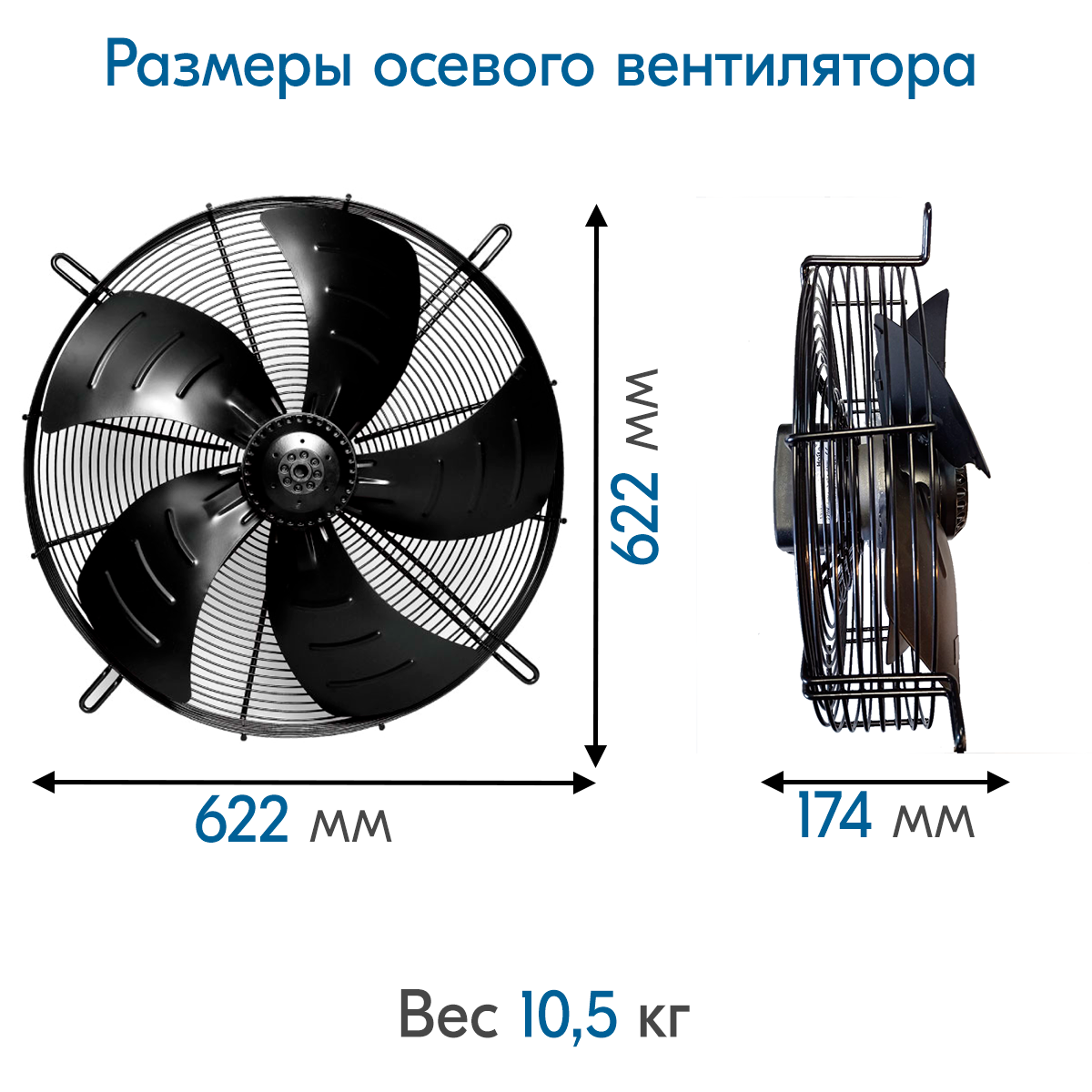 YWF4Е-550S, Вентилятор осевой, Всасывание, диаметр 550 мм, 220В/50Гц 2