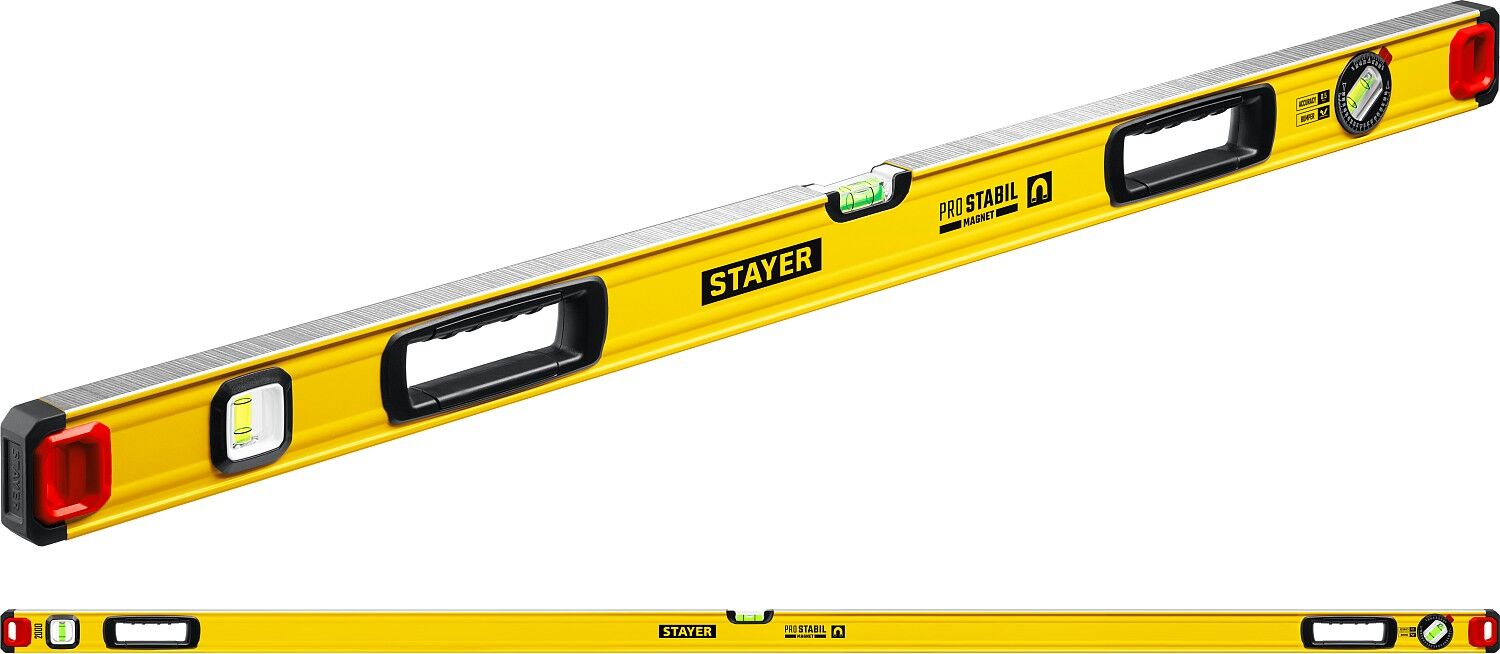 STAYER PRO STABIL, 2000 мм, усиленный профиль, магнитный уровень с поворотным глазком, Professional (3480-200)