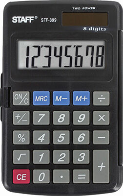Калькулятор карманный Staff STF-899 (117х74 мм), 8 разрядов, двойное питание, 250144 STF-899 (117х74 мм) 8 разрядов двой