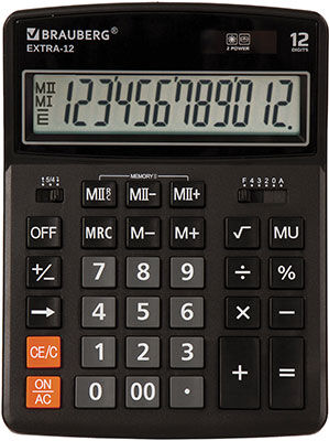 Калькулятор настольный Brauberg XTRA-12-BK ЧЕРНЫЙ, 250481 XTRA-12-BK ЧЕРНЫЙ 250481