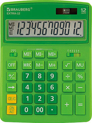 Калькулятор настольный Brauberg EXTRA-12-DG ЗЕЛЕНЫЙ, 250483 EXTRA-12-DG ЗЕЛЕНЫЙ 250483