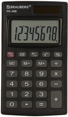 Калькулятор карманный Brauberg PK-408-BK ЧЕРНЫЙ, 250517 PK-408-BK ЧЕРНЫЙ 250517