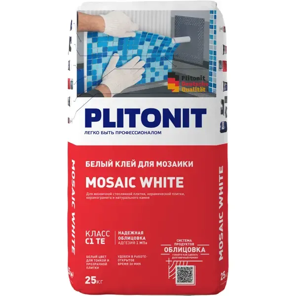 Клей для плитки Plitonit Mosaik 25 кг PLITONIT Mosaic White