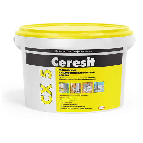 Цемент CERESIT CX 5 монтажный и водоостанавливающий (2 кг) Церезит