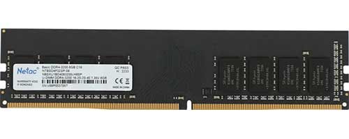 Оперативная память Netac DDR4 8GB 3200MHz NTBSD4P32SP-08 Basic RTL PC4-25600 CL16 DIMM 288-pin 1.35В single rank Ret