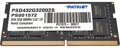 Оперативная память Patriot Memory SO-DIMM DDR4 32GB 3200Mhz Signature (PSD432G32002S)