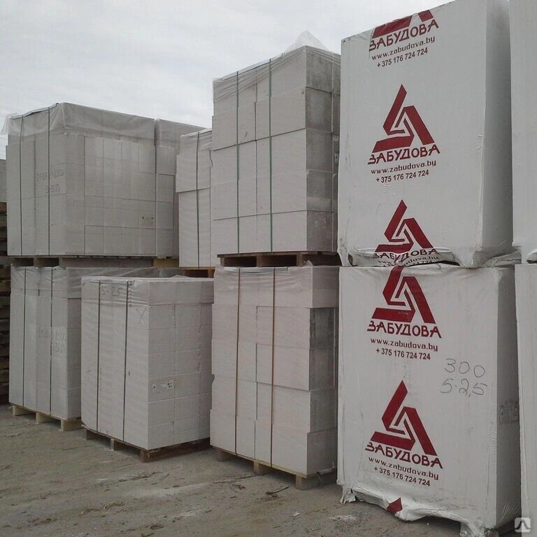 Блок бетонный завод Забудова 625×125×250 д500 см, плотность 500