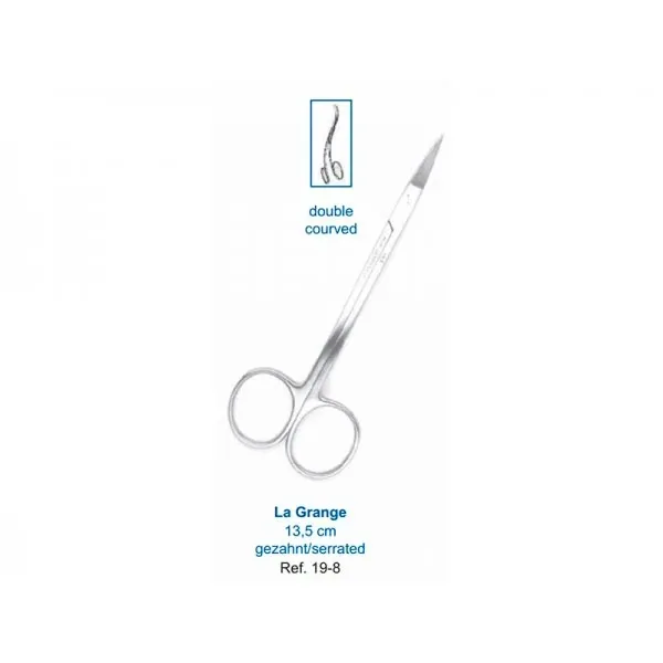Ножницы La Grange 13,5 см двойной изгиб зубчатая поверность арт 19-8 HLW