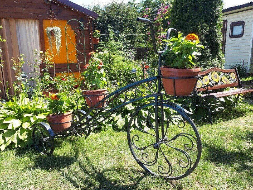 Кованая цветочница "Велосипед" Подставки и опоры для растений Собственное производство