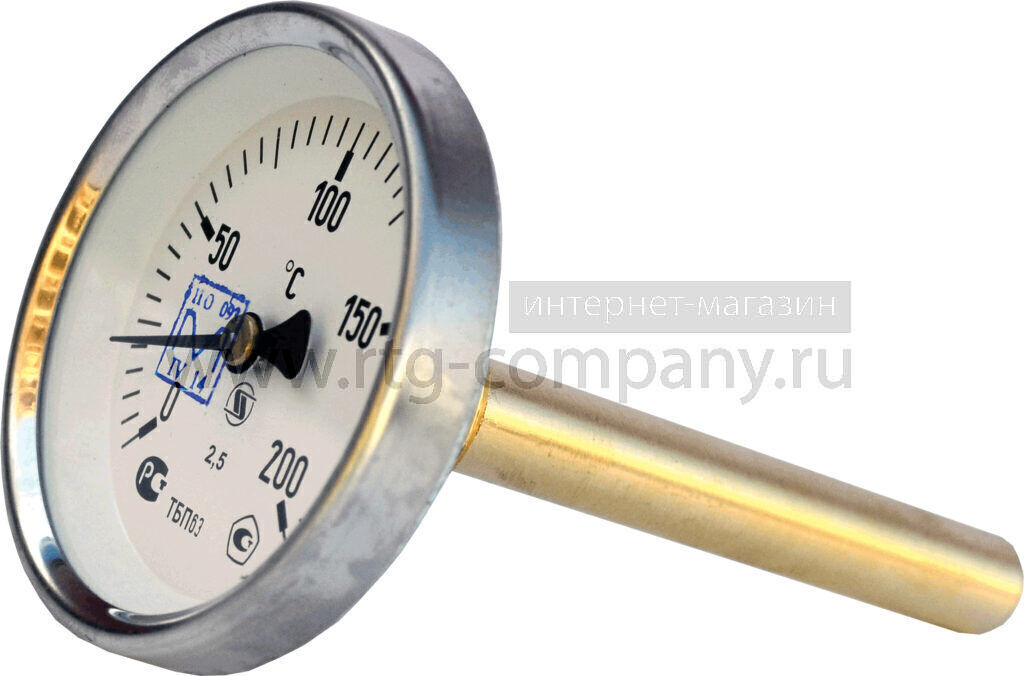 Термометр МЕТЕР ТБП-100 d 100 мм, 0-120?, L=100 мм, G1/2 с нижним подключением (Россия)