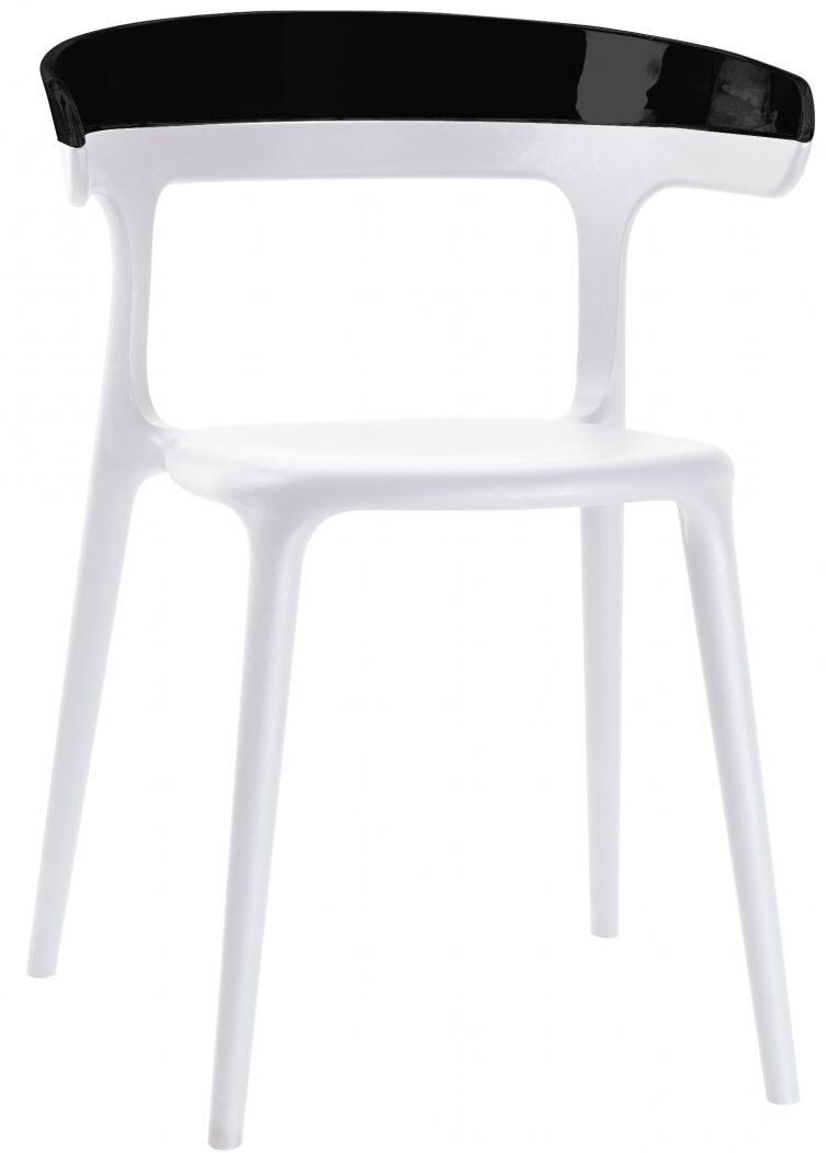 Кресло пластиковое Papatya Luna, белый, черный PAPATYA