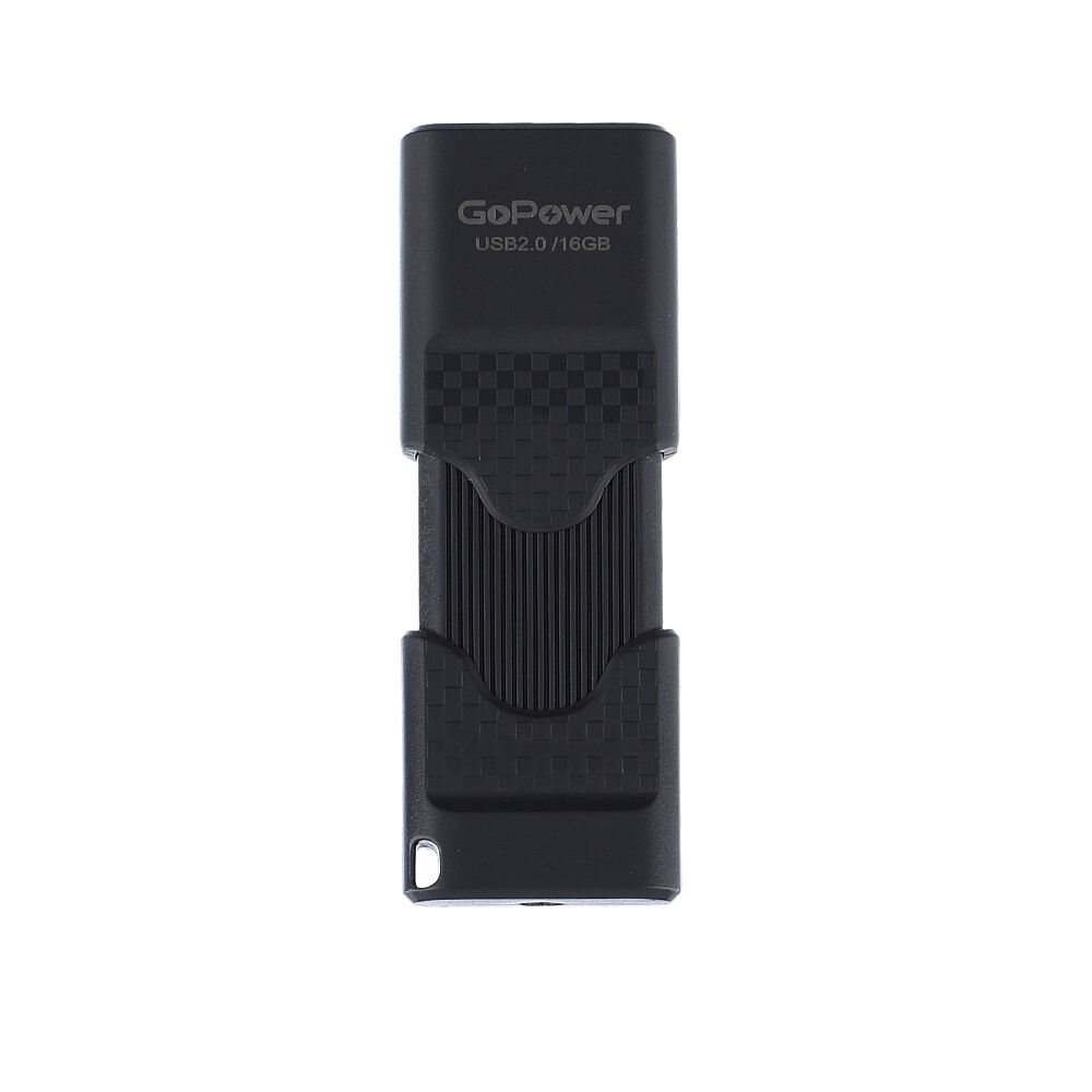USB 2.0 Flash накопитель 16GB GoPower SLIDER, пластик чёрный
