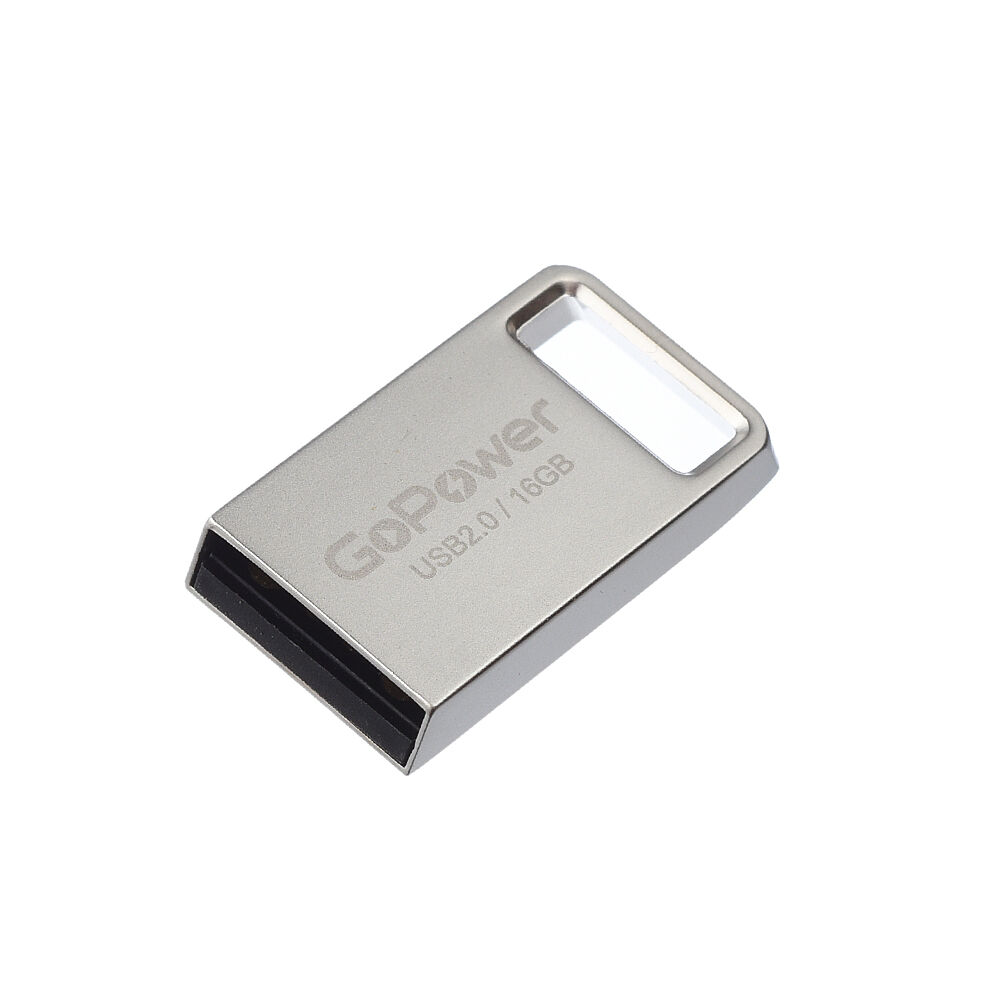 USB 2.0 Flash накопитель 16GB GoPower MINI, металл серебряный 1
