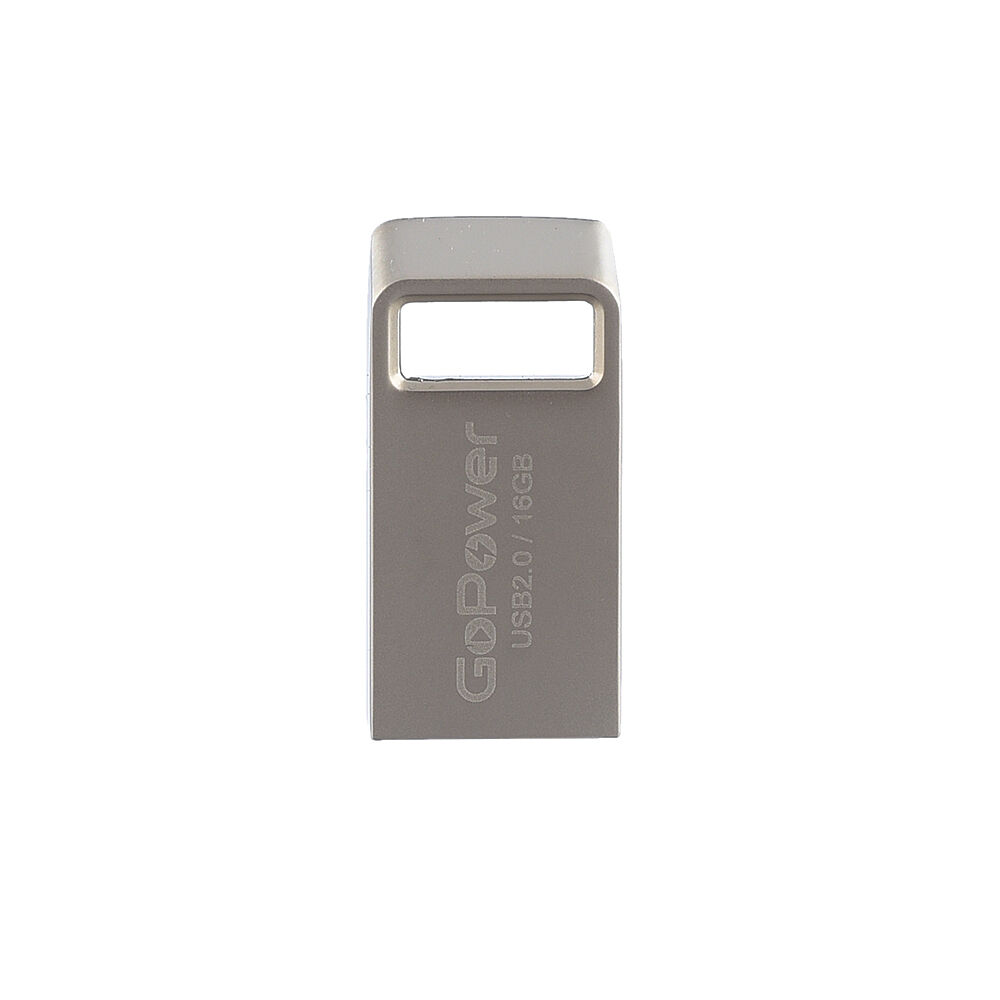 USB 2.0 Flash накопитель 16GB GoPower MINI, металл серебряный 2