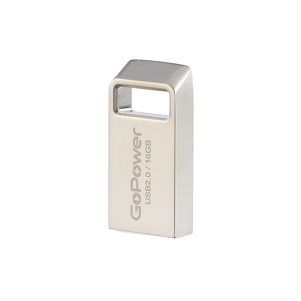 USB 2.0 Flash накопитель 16GB GoPower MINI, металл серебряный 3