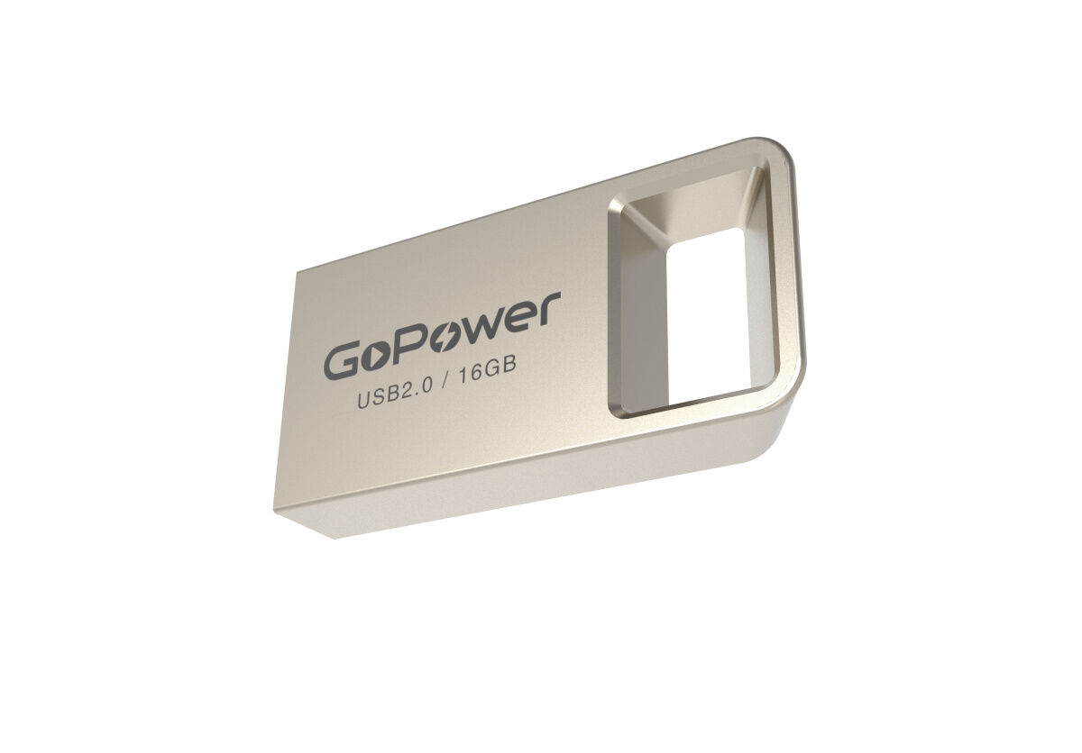 USB 2.0 Flash накопитель 16GB GoPower MINI, металл серебряный 4