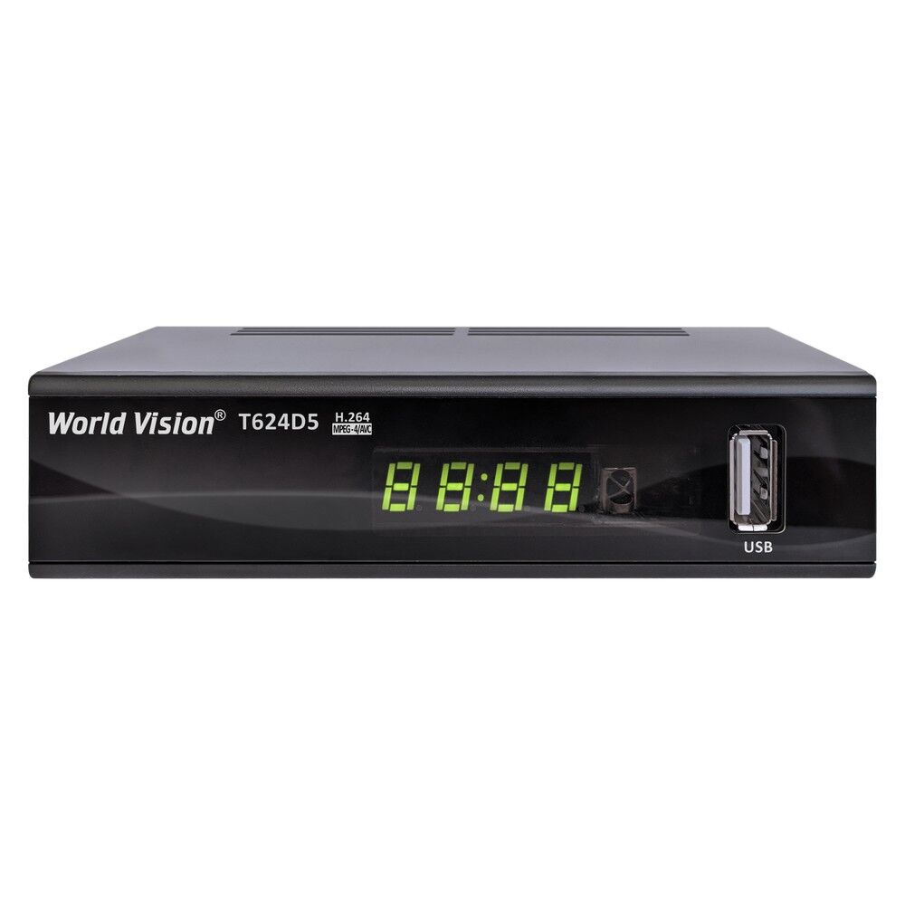Цифровой эфирный ресивер World Vision T624D5 (DVB-T2/T/C, IPTV, USB, металл-пластик,кнопки,дисплей) 1