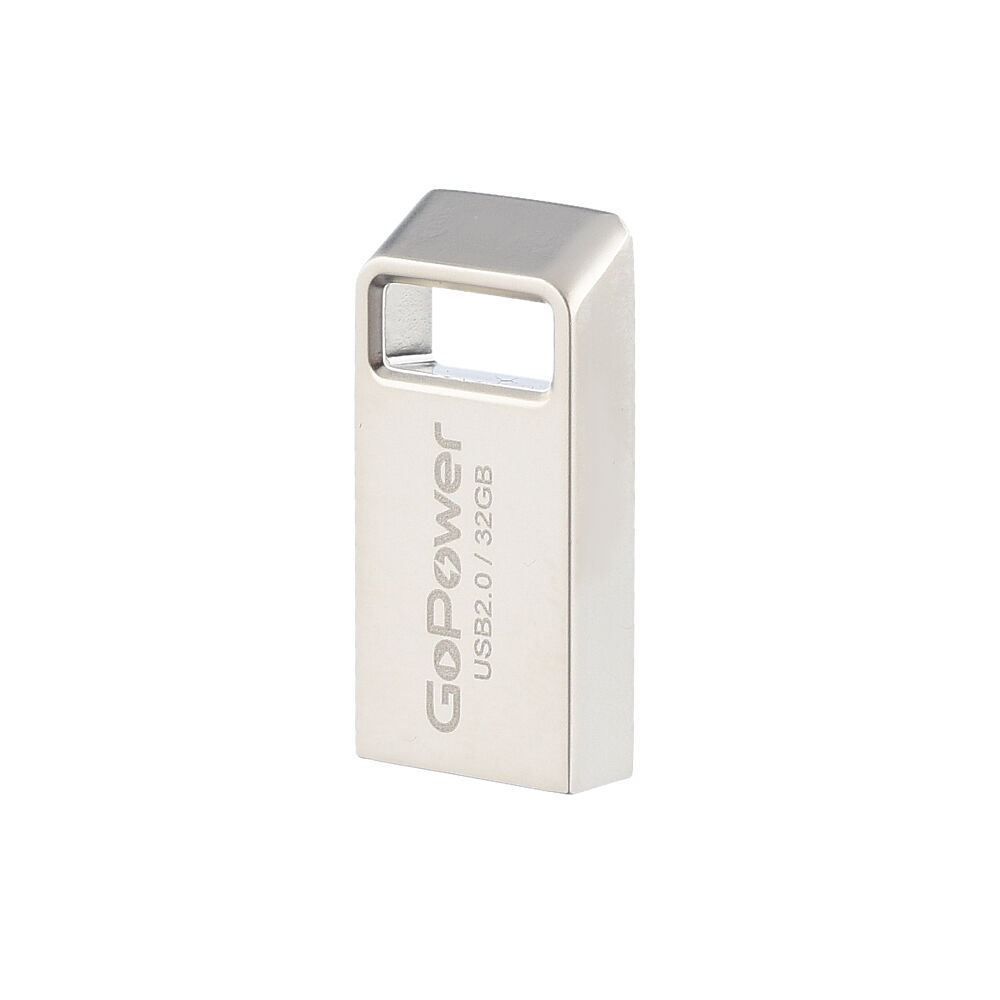 USB 2.0 Flash накопитель 32GB GoPower MINI, металл серебряный 2